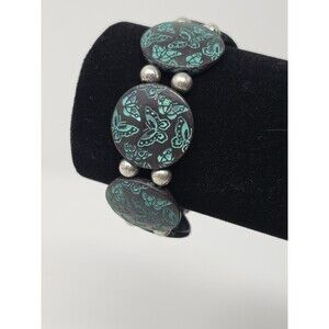 NWT J.Jill Butterfly Blues  Embossed Coin Stretch Bracelet